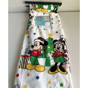 Disney Mickey Minnie Mouse Christmas Tree Soft Plush Throw Blanket 50x70” Retro